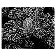 Black And White Plant Leaf Flower Pattern Line Black Monochrome Material Circle Spider Web Design Double Sided Flano Blanket (medium)  by Vaneshart