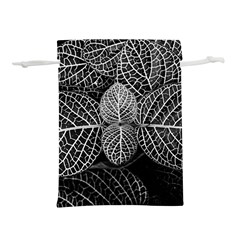 Black And White Plant Leaf Flower Pattern Line Black Monochrome Material Circle Spider Web Design Lightweight Drawstring Pouch (m)