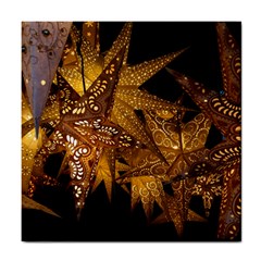 Star Decoration Christmas Christmas Decoration Symmetry Christmas Lights Fractal Art Luminous Stars Tile Coaster by Vaneshart