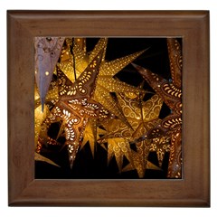 Star Decoration Christmas Christmas Decoration Symmetry Christmas Lights Fractal Art Luminous Stars Framed Tile by Vaneshart