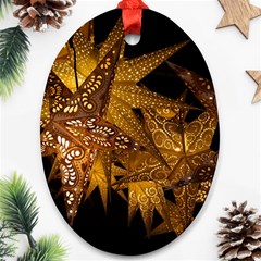 Star Decoration Christmas Christmas Decoration Symmetry Christmas Lights Fractal Art Luminous Stars Ornament (oval) by Vaneshart