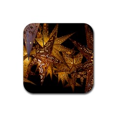 Star Decoration Christmas Christmas Decoration Symmetry Christmas Lights Fractal Art Luminous Stars Rubber Coaster (square)  by Vaneshart