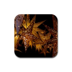 Star Decoration Christmas Christmas Decoration Symmetry Christmas Lights Fractal Art Luminous Stars Rubber Square Coaster (4 Pack)  by Vaneshart