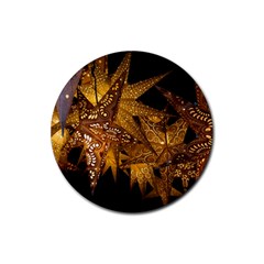 Star Decoration Christmas Christmas Decoration Symmetry Christmas Lights Fractal Art Luminous Stars Rubber Coaster (round)  by Vaneshart