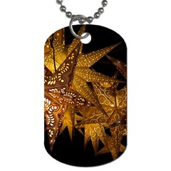 Star Decoration Christmas Christmas Decoration Symmetry Christmas Lights Fractal Art Luminous Stars Dog Tag (one Side) by Vaneshart