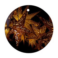 Star Decoration Christmas Christmas Decoration Symmetry Christmas Lights Fractal Art Luminous Stars Round Ornament (two Sides) by Vaneshart