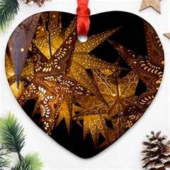 Star Decoration Christmas Christmas Decoration Symmetry Christmas Lights Fractal Art Luminous Stars Heart Ornament (two Sides) by Vaneshart