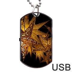 Star Decoration Christmas Christmas Decoration Symmetry Christmas Lights Fractal Art Luminous Stars Dog Tag Usb Flash (one Side) by Vaneshart