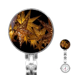 Star Decoration Christmas Christmas Decoration Symmetry Christmas Lights Fractal Art Luminous Stars Stainless Steel Nurses Watch by Vaneshart