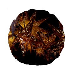 Star Decoration Christmas Christmas Decoration Symmetry Christmas Lights Fractal Art Luminous Stars Standard 15  Premium Flano Round Cushions by Vaneshart