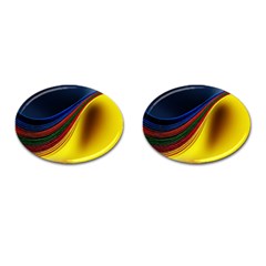 Abstract Spiral Wave Line Color Colorful Yellow Paper Still Life Circle Font Illustration Design Cufflinks (oval) by Vaneshart