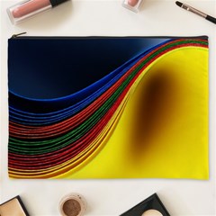 Abstract Spiral Wave Line Color Colorful Yellow Paper Still Life Circle Font Illustration Design Cosmetic Bag (xxxl) by Vaneshart