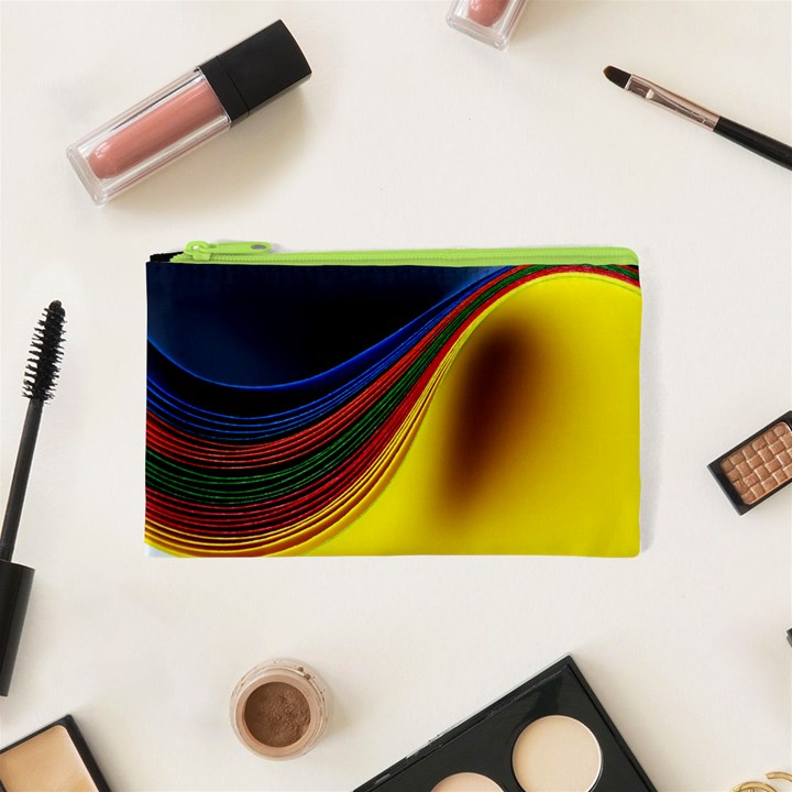 Abstract Spiral Wave Line Color Colorful Yellow Paper Still Life Circle Font Illustration Design Cosmetic Bag (XS)