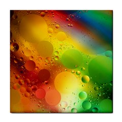 Abstract Sunlight Flower Reflection Color Macro Floating Yellow Circle Macro Photography Spheres Oil Tile Coaster by Vaneshart