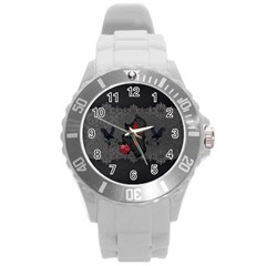 The Crows With Cross Round Plastic Sport Watch (l) by FantasyWorld7