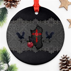 The Crows With Cross Ornament (round) by FantasyWorld7