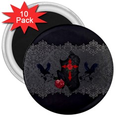 The Crows With Cross 3  Magnets (10 Pack)  by FantasyWorld7