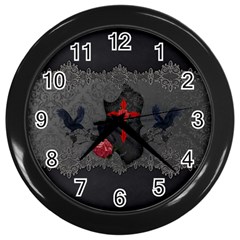 The Crows With Cross Wall Clock (black) by FantasyWorld7