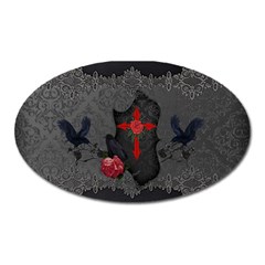 The Crows With Cross Oval Magnet by FantasyWorld7