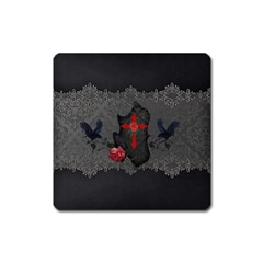 The Crows With Cross Square Magnet by FantasyWorld7