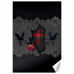 The Crows With Cross Canvas 12  X 18  by FantasyWorld7