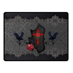 The Crows With Cross Fleece Blanket (small) by FantasyWorld7