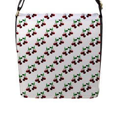 Cherries Pattern Flap Closure Messenger Bag (l) by bloomingvinedesign