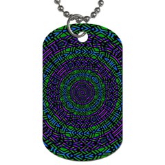 Texture Pattern Line Colorful Circle Art Background Design Decorative Symmetry Style Shape  Dog Tag (one Side) by Vaneshart