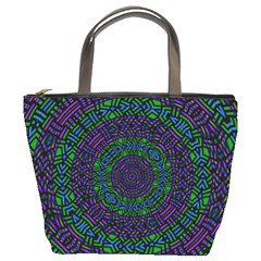 Texture Pattern Line Colorful Circle Art Background Design Decorative Symmetry Style Shape  Bucket Bag by Vaneshart