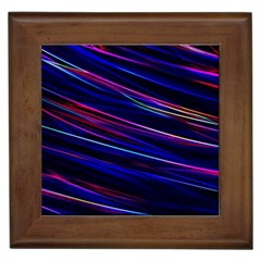 Nightlife Neon Techno Black Lamp Motion Green Street Dark Blurred Move Abstract Velocity Evening Tim Framed Tile by Vaneshart