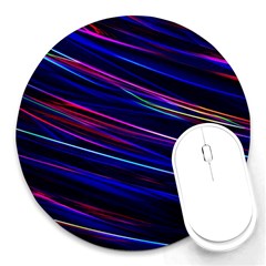 Nightlife Neon Techno Black Lamp Motion Green Street Dark Blurred Move Abstract Velocity Evening Tim Round Mousepads by Vaneshart