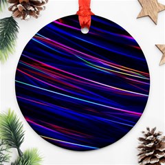 Nightlife Neon Techno Black Lamp Motion Green Street Dark Blurred Move Abstract Velocity Evening Tim Ornament (round) by Vaneshart