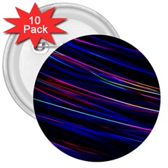 Nightlife Neon Techno Black Lamp Motion Green Street Dark Blurred Move Abstract Velocity Evening Tim 3  Buttons (10 Pack)  by Vaneshart