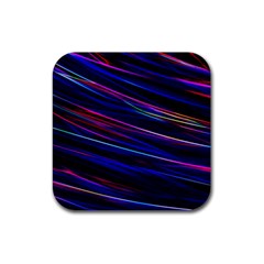 Nightlife Neon Techno Black Lamp Motion Green Street Dark Blurred Move Abstract Velocity Evening Tim Rubber Coaster (square)  by Vaneshart