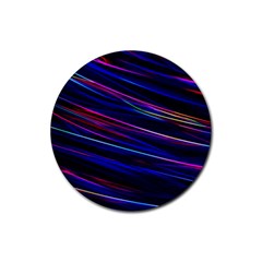 Nightlife Neon Techno Black Lamp Motion Green Street Dark Blurred Move Abstract Velocity Evening Tim Rubber Coaster (round)  by Vaneshart