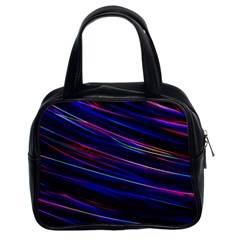 Nightlife Neon Techno Black Lamp Motion Green Street Dark Blurred Move Abstract Velocity Evening Tim Classic Handbag (two Sides) by Vaneshart