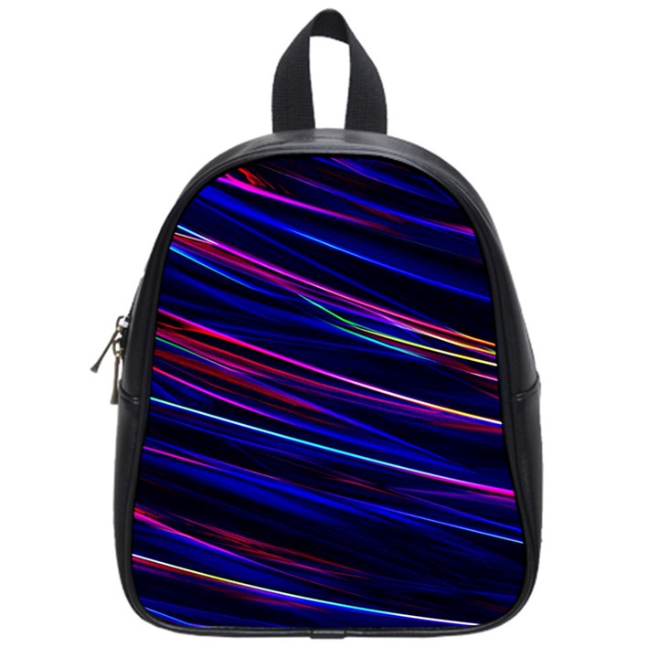 Nightlife Neon Techno Black Lamp Motion Green Street Dark Blurred Move Abstract Velocity Evening Tim School Bag (Small)