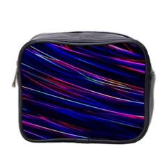 Nightlife Neon Techno Black Lamp Motion Green Street Dark Blurred Move Abstract Velocity Evening Tim Mini Toiletries Bag (two Sides) by Vaneshart