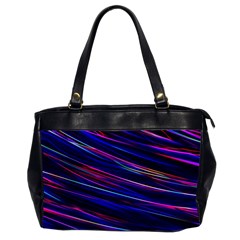 Nightlife Neon Techno Black Lamp Motion Green Street Dark Blurred Move Abstract Velocity Evening Tim Oversize Office Handbag (2 Sides) by Vaneshart