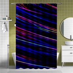 Nightlife Neon Techno Black Lamp Motion Green Street Dark Blurred Move Abstract Velocity Evening Tim Shower Curtain 48  X 72  (small)  by Vaneshart