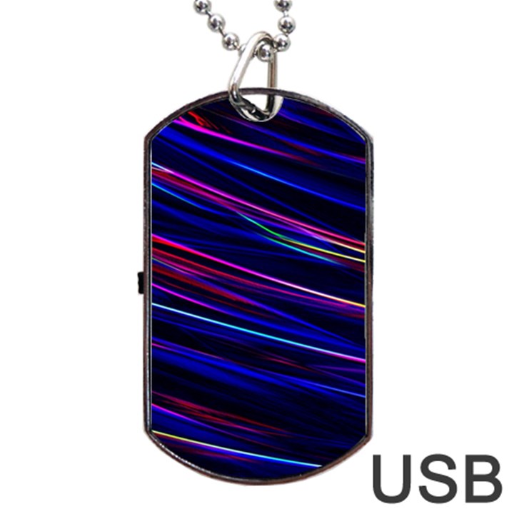 Nightlife Neon Techno Black Lamp Motion Green Street Dark Blurred Move Abstract Velocity Evening Tim Dog Tag USB Flash (One Side)