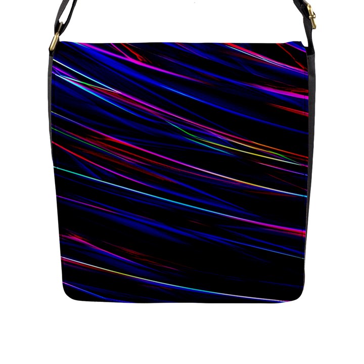 Nightlife Neon Techno Black Lamp Motion Green Street Dark Blurred Move Abstract Velocity Evening Tim Flap Closure Messenger Bag (L)