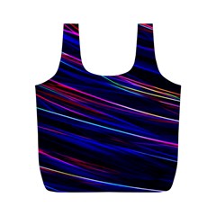 Nightlife Neon Techno Black Lamp Motion Green Street Dark Blurred Move Abstract Velocity Evening Tim Full Print Recycle Bag (m) by Vaneshart