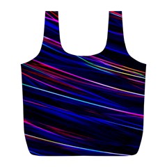 Nightlife Neon Techno Black Lamp Motion Green Street Dark Blurred Move Abstract Velocity Evening Tim Full Print Recycle Bag (l) by Vaneshart