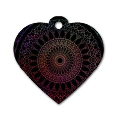 Mandala Fractal Pattern Dog Tag Heart (two Sides) by Vaneshart