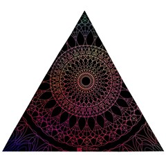 Mandala Fractal Pattern Wooden Puzzle Triangle