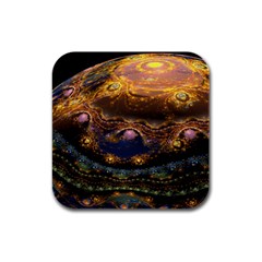 Fractal Cg Computer Graphics Sphere Fractal Art Water Organism Macro Photography Art Space Earth  Rubber Square Coaster (4 Pack)  by Vaneshart