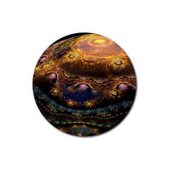 Fractal Cg Computer Graphics Sphere Fractal Art Water Organism Macro Photography Art Space Earth  Rubber Round Coaster (4 Pack)  by Vaneshart