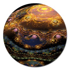 Fractal Cg Computer Graphics Sphere Fractal Art Water Organism Macro Photography Art Space Earth  Magnet 5  (round) by Vaneshart