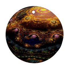 Fractal Cg Computer Graphics Sphere Fractal Art Water Organism Macro Photography Art Space Earth  Round Ornament (two Sides) by Vaneshart